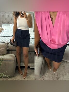 New๐ฉท City Chic Navy Pinstripe Mini Skirt